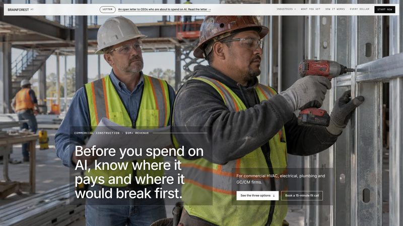 The Brainforest AI Readiness Index page for commercial construction firms.